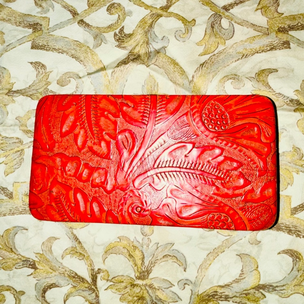 Lodis red floral leather wallet/clutch